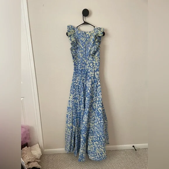Sika Efe Maxi Dress Women’s Blue White Yellow Floral Size 2